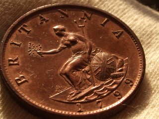 1799-Halfpenny---Copper-Proof-Or-Unc-Circulation-Coin?